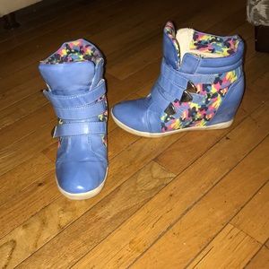 Blue / camo sneaker wedges--accepting offers!